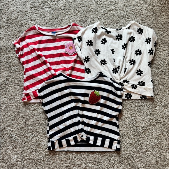 Old Navy Girls tie front tops Striped and Floral Tees bundle of 3 size Small 6/7 - Picture 3 of 16